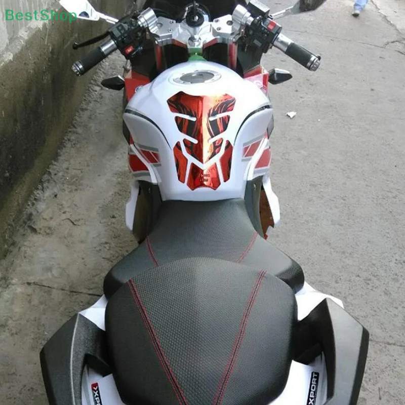 ★★★For Motorcycle 3D Fishbone Tank Pad Stickers Oil Gas Protector Cover Decor Flame Motorcycle Accessories