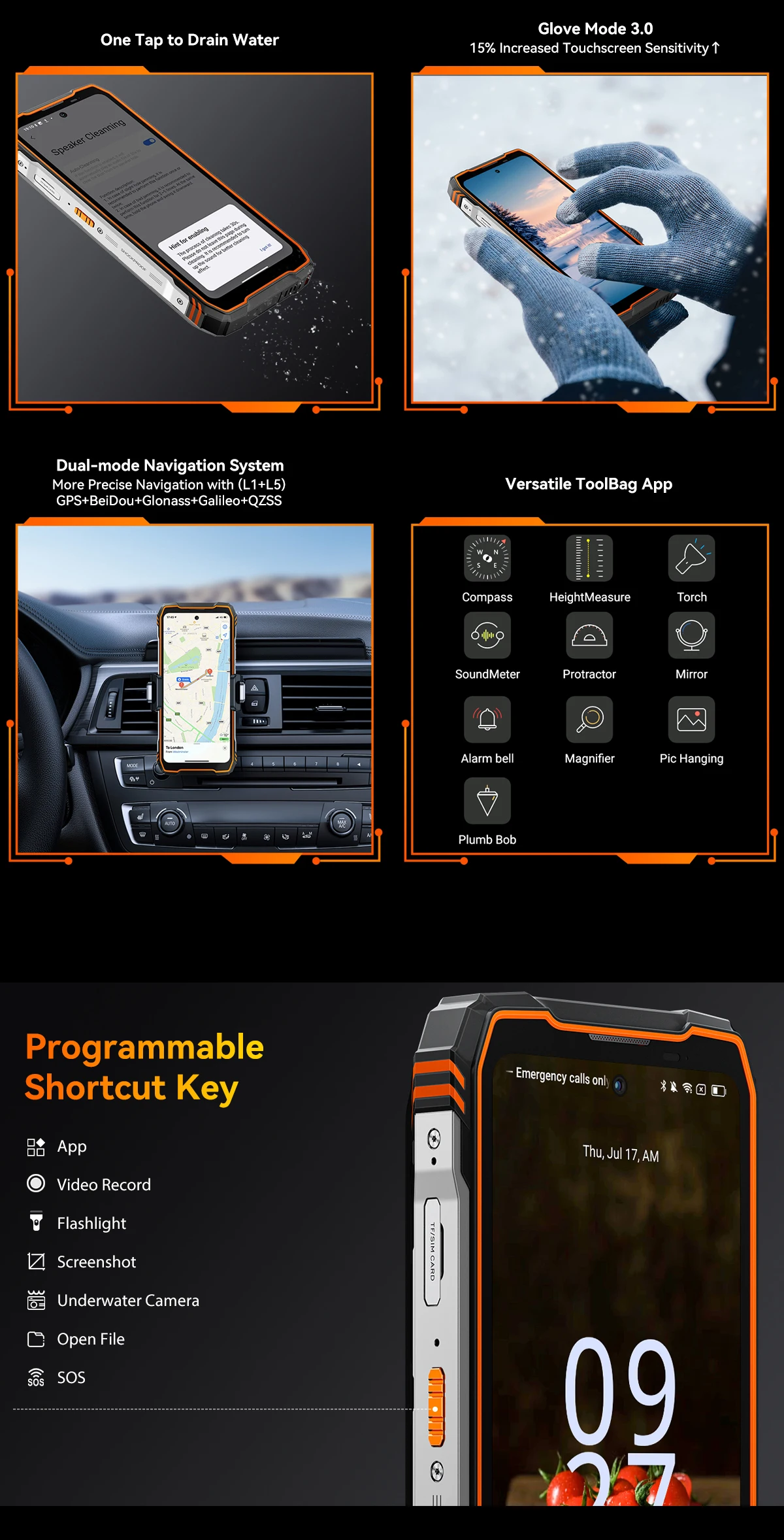 Blackview OSCAL TANK 1 Rugged Smartphon 5G 6.78" FHD+Display Cell Phone16GB+512GB 20000mAh 64MP Telephone Portabl Android 15 NFC