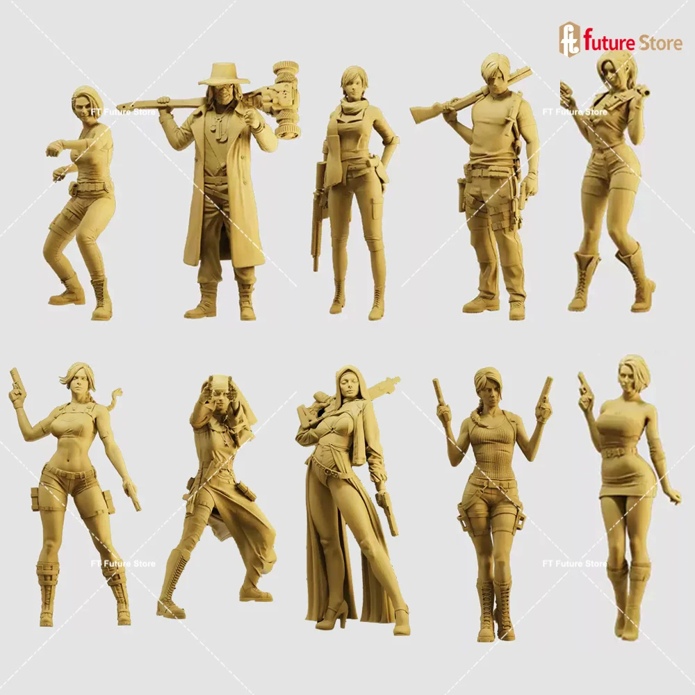 3D Print Miniature 1/64 1/43 1/35 Sniper Hold a Gun Male Female Figure Model Scene Mini Dolls Figurine Prop Crafts Decor Display