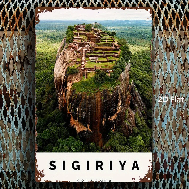 CIFBUY Vintage Sri Lanka Lion Rock Landscape Metal Sign, Waterproof Rustproof Durable Aluminum Wall Art for Home Bar Garage