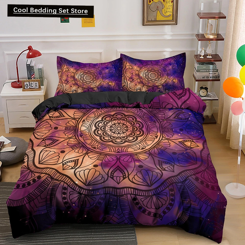 

Psychedelic Boho Luxury Bedding Set 2/3PCS with Pillowcase King Mandala Duvet Cover Queen Comforter Cover Polyester Quilt Cover