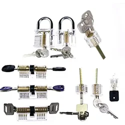 9-Piece Practice Lock Set with Transparent Padlock Training Tool Set, for Lockpicking Training and Practice