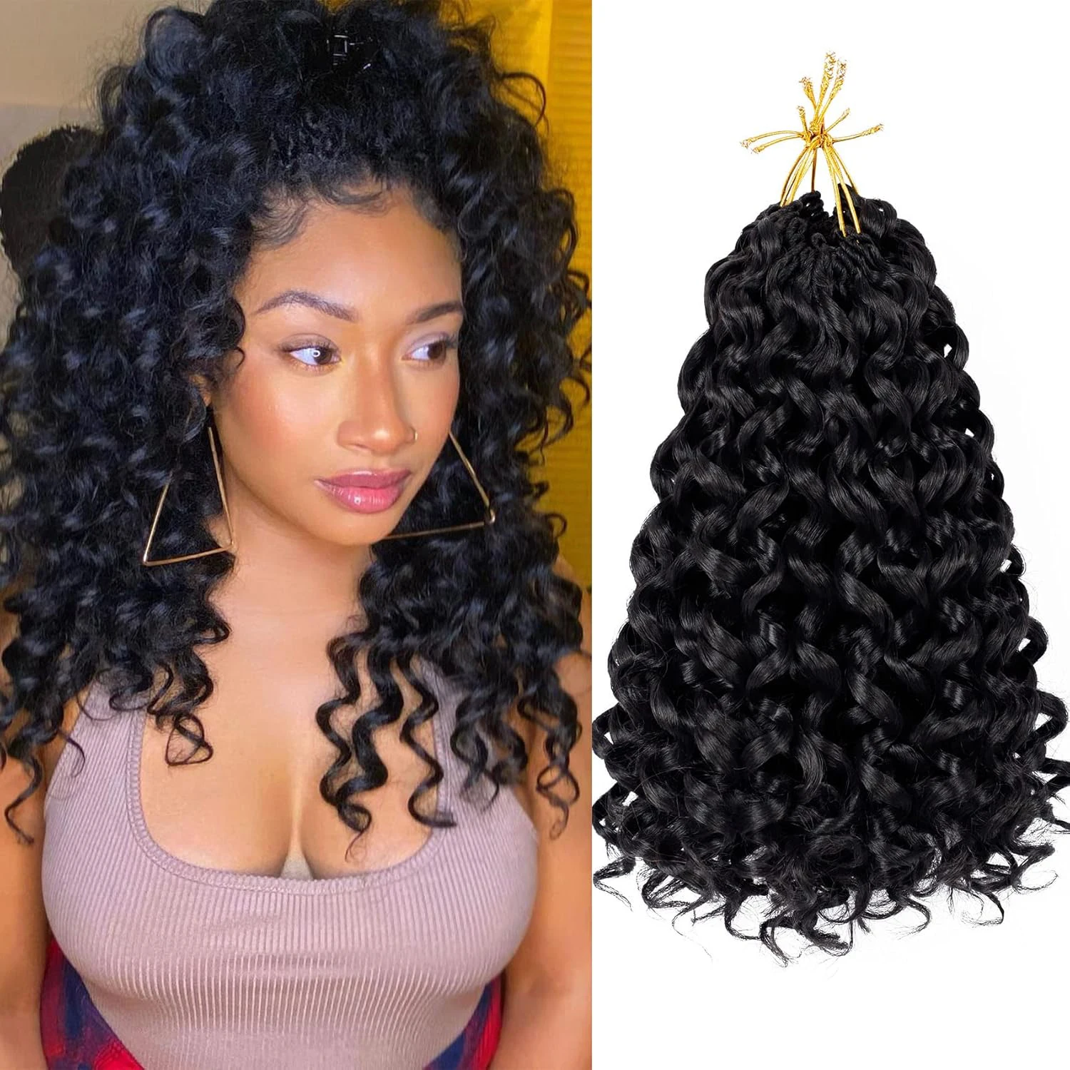 Curly Crochet Hair GoGo Curl Crochet hair for Women Natural Black Deep Wave Braiding hair,Synthetic Bohemian Crochet Braid