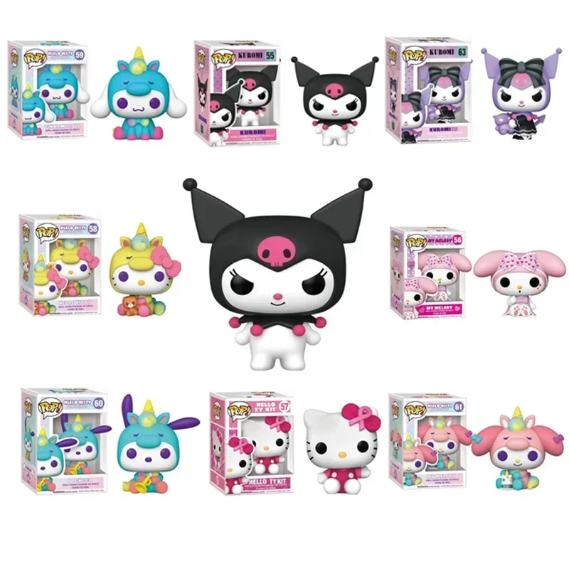 2024 POP Sanrio Action Figure Anime Figures Kuromi -My Melody Cinnamoroll Hello Kitty Model Dolls Kids Toys Christmas present