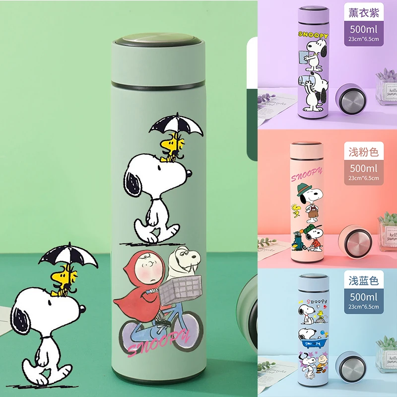 

500 мл Snoopy изоляционная бутылка для воды, дорожная термокружка, мультяшная чайная вода, бутылки для сохранения тепла, холодный стакан, посуда для напитков, подарок