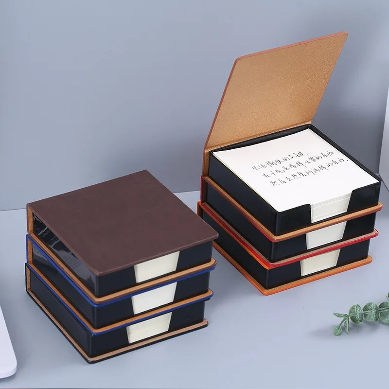 Faux Leather PU Sticky Note Box N Times Sticker Convenient Storage Box Business Office Stationery Sticky Note Holder