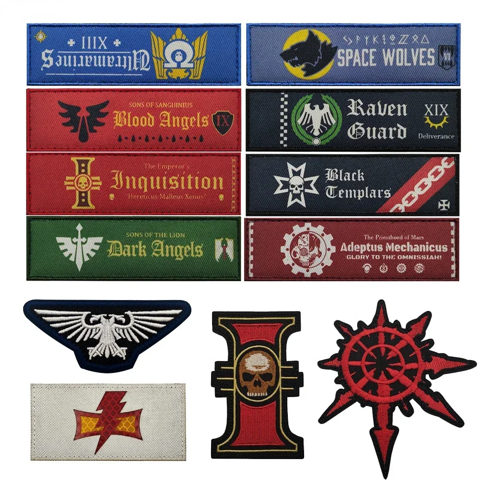 War-hammer 40K Embroidered Patch with Red Symbol Blood Angel Inquisition Double-headed Eagle Outdoor Backpack Magic Patch Badge