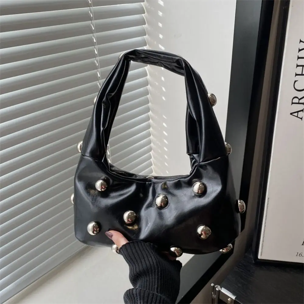 

Vintage Punk Style Rivet Shoulder Bag Cross Body Y2k Rivet Underarm Bag Street PU Leather Women's Handbag Lady