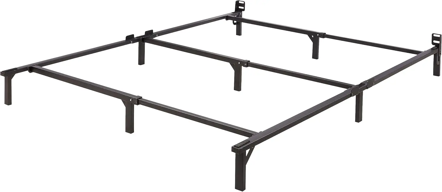 Queen Size Metal Bed Frame, 9-Leg Support Base for Box Spring and Mattress, Tool-Free Easy Assembly, 79.5"L x 59.5"W x 7"H
