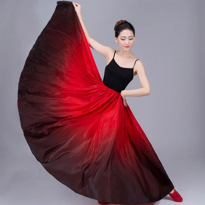 Gradient Elegant Flamenco Skirt Dresses Women Gypsy Ballroom Bullfight Stage Performance Clothes Spanish Dance Costume