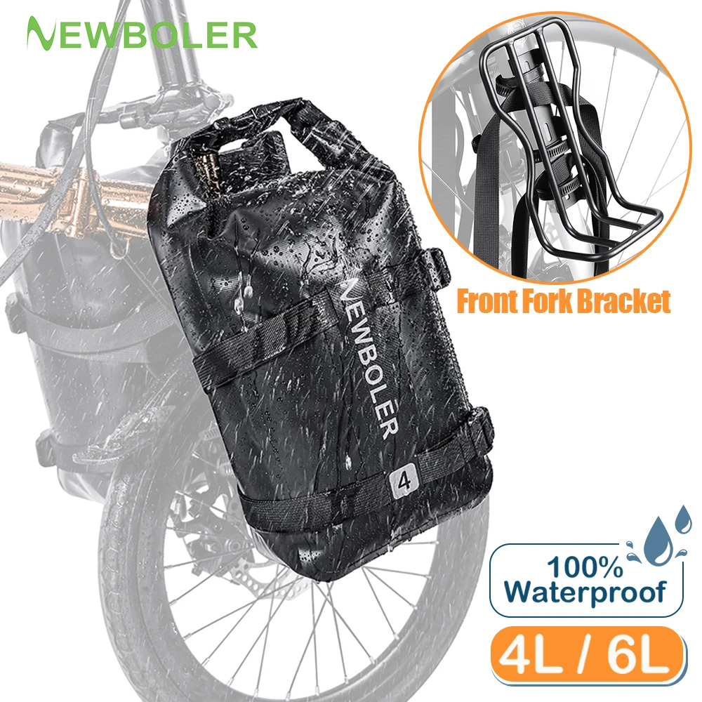 

NEWBOLER Aluminum Alloy Bicycle Front Rack Bike Front Shelf Luggage Rack Large Capacity Waterproof Bike Bag for MTB Bike