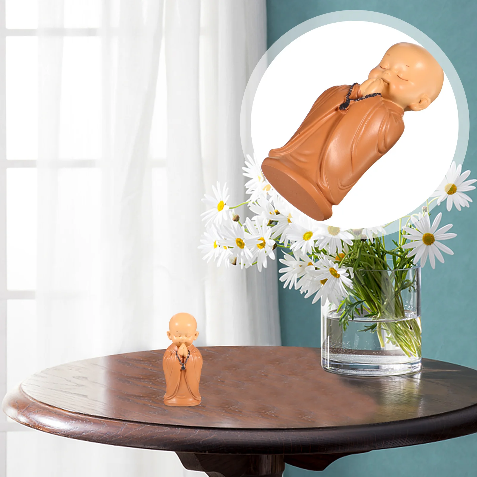 

Small Resin Monk Car Dashboard Decor Feng Shui Buddha Statue Spiritual Ornament Zen Car Accessories Cute Little Monks Statue