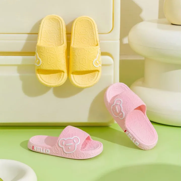 

Summer Kids Cartoon Bear Slippers Non-slip Soft Sole Shower Bathroom Home Outdoor Sandals