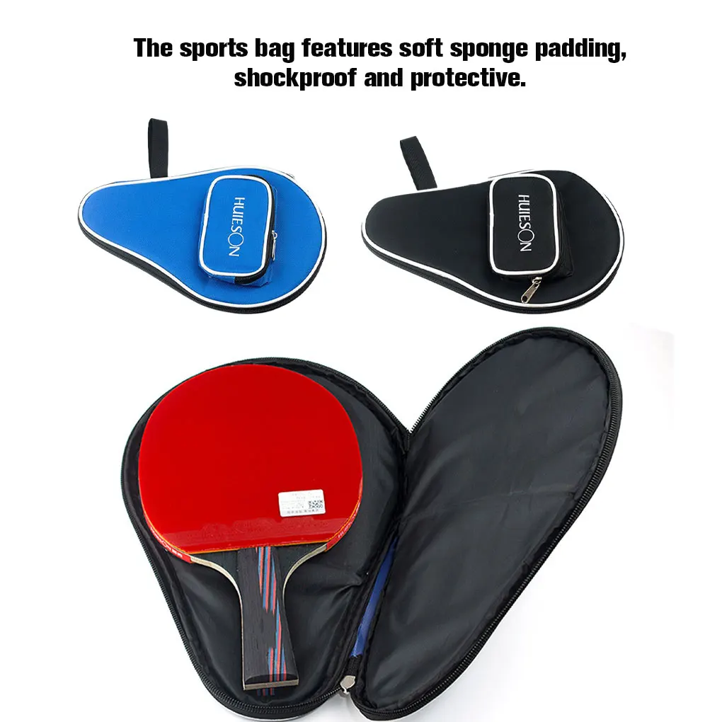 Single Table Tennis Racket Bat Bag Black/blue Oxford Cloth Sponge Ping Pong Rackets Case For Blade Paddle Balls Storage