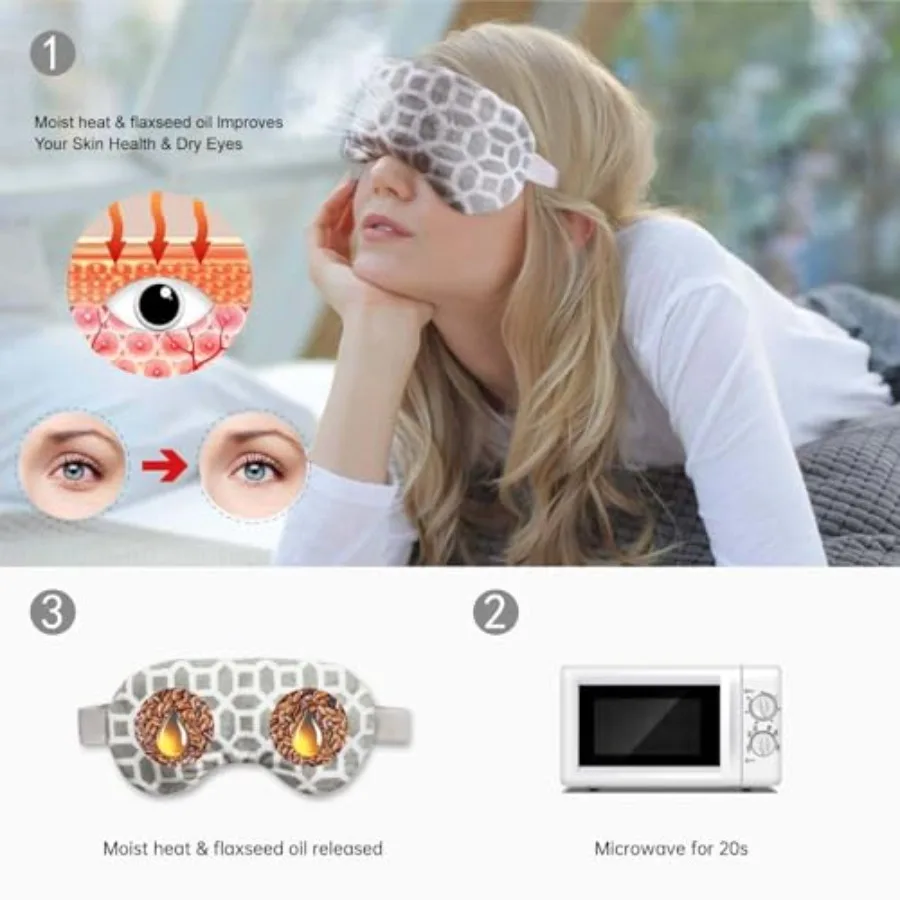 2 in 1 Heated/Ice Eye Mask Moist Heat Eye Mask Lavender and Flaxseed Sinus Pillow Microwavable for Dry Eye, Styes, Sinus Pain,