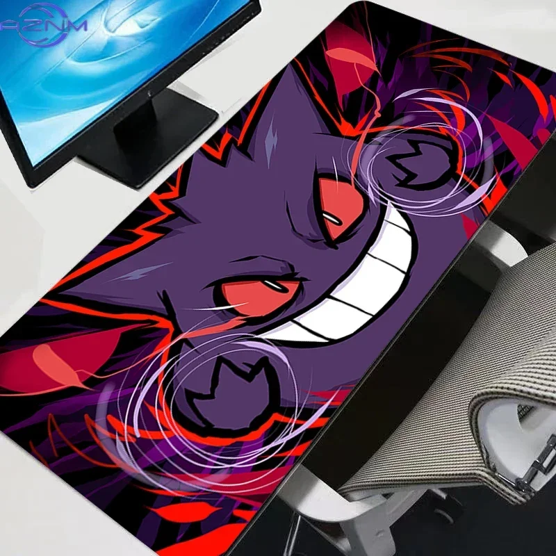 Rubber Mouse Pad Cool Purple Ghost Anime Character Red Outline Magic Effect Print Anti Slip Gaming Desk Mat for Computer Desktop