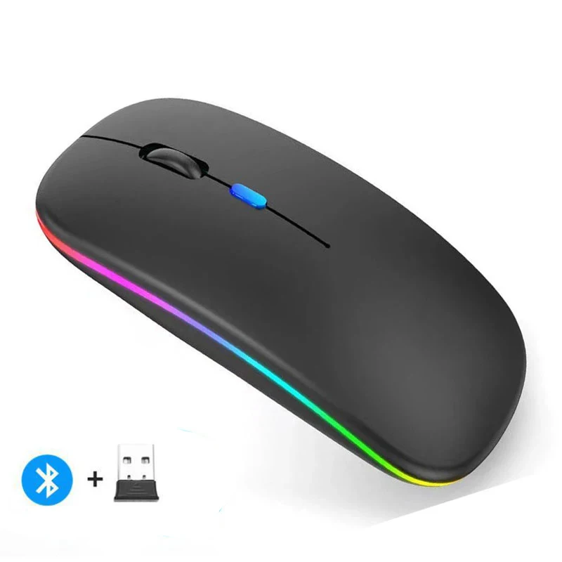 Oplaadbare draadloze muis Bluetooth-compatibele 2,4 GHz dubbele modi computermuizen met nano-ontvanger voor pc-laptop Macbook