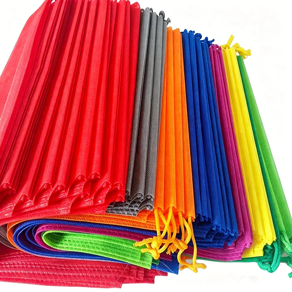 Bolsas de almacenamiento de zapatos de viaje de tela no tejida, con cordón, para ropa interior, deporte, antipolvo, organizador, 50 piezas