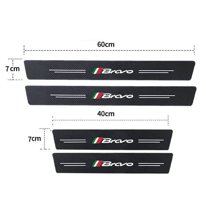 Carbon Fiber Car Threshold Strip Waterproof Protect Film Trunk Door Sill Anti Kick Sticker for Fiat Bravo Logo Auto Interior