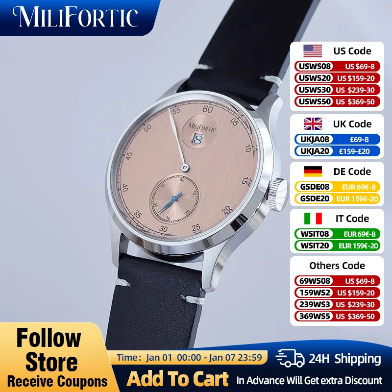 Milifortic Vintage Dress Wristwatches Heat-treated Blue Hands Sapphire 100M Waterproof ST17T Jumping Hour Retro Automatic Watch