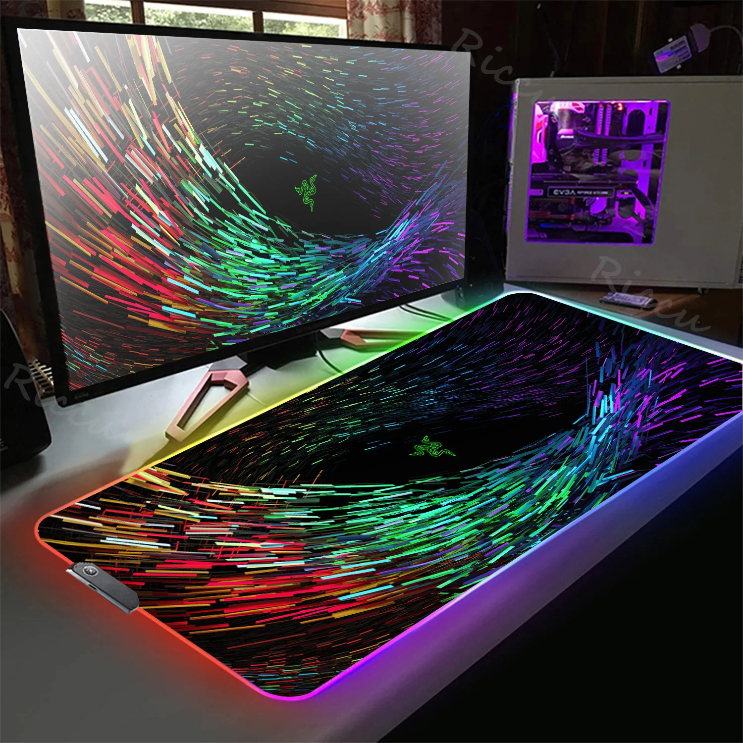 

Razer Mouse Pad RGB Pc Accessories LED Gaming Mousepad Desk Mat E-sport Table Protector Neon Keyboard Mat Backlit