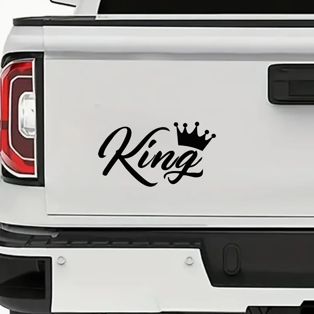 1PC "King with Crown" Car Motorcycle Sticker, Stylish Decal for Vehicle Exterior Personalization & Royal Style