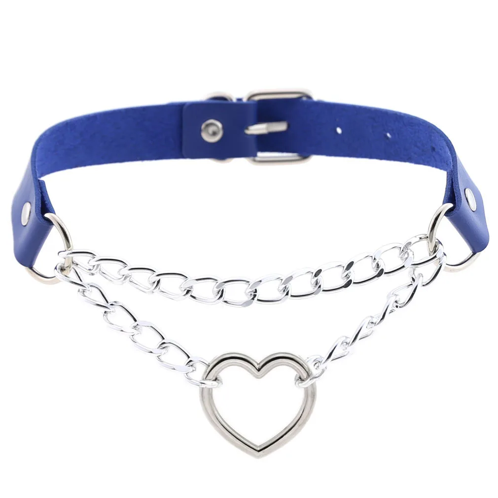 Women Bondage Gothic Choker Bell Accessories of Sexy Necklace Collar for Leather Cosplay Slave Heart Collars and Leash Set