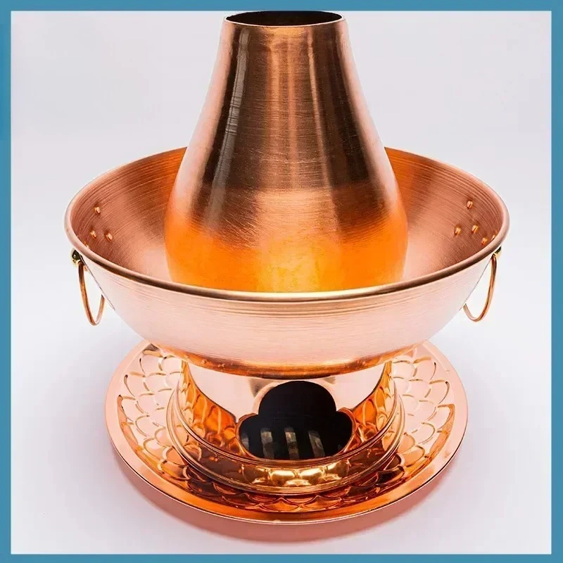 

Charcoal Copper Hot Pot Chinese Hotpot Pure Handmade Mandarin Duck Pot Old Beijing Instant-boiled Meat Copper Boiler Cooking Pot