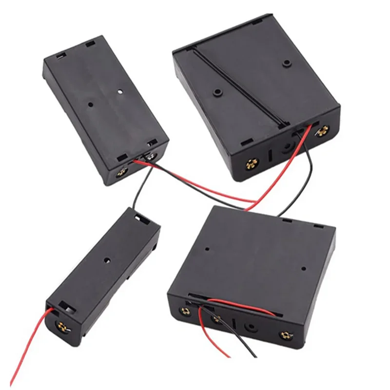 7PCS 18650 Battery Holder Bundle with Wire 18650 Battery Holder Case 3.7V 3 Slot DIY Battery Storage Boxes 1/2/3/4 Slot Black