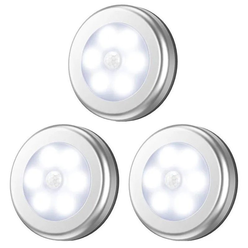 PIR Motion Round Sensor Cabinet Light Auto Smart Night Lamp LED Lights For Home Bedroom Closet Kitchen Wardrobe Light