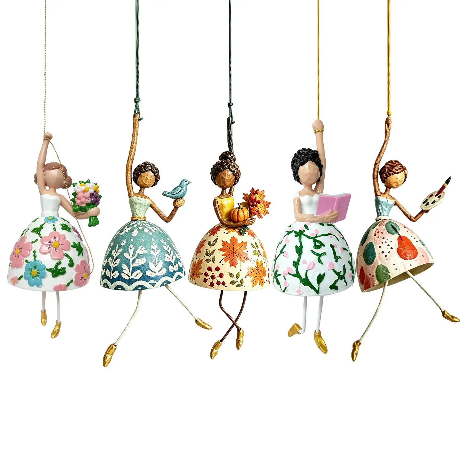 vintage Fantasy Dancer Hanging Decorations Vintage Folk Fairy Wind Chime Ornaments Light Breeze Cottage Decorations