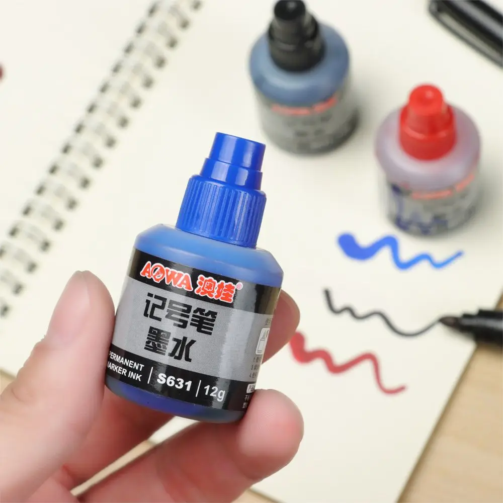 12ml Waterproof Instantly Dry Graffiti Paint Pen Oil Ink Refill For Marker Pens Black Red and Blue Optional