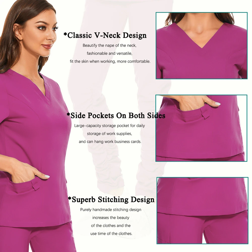 Divise da infermiera ospedaliera operatori sanitari abbigliamento da lavoro infermieristico top Casual manica corta con scollo a v scrub camicie camicetta medica