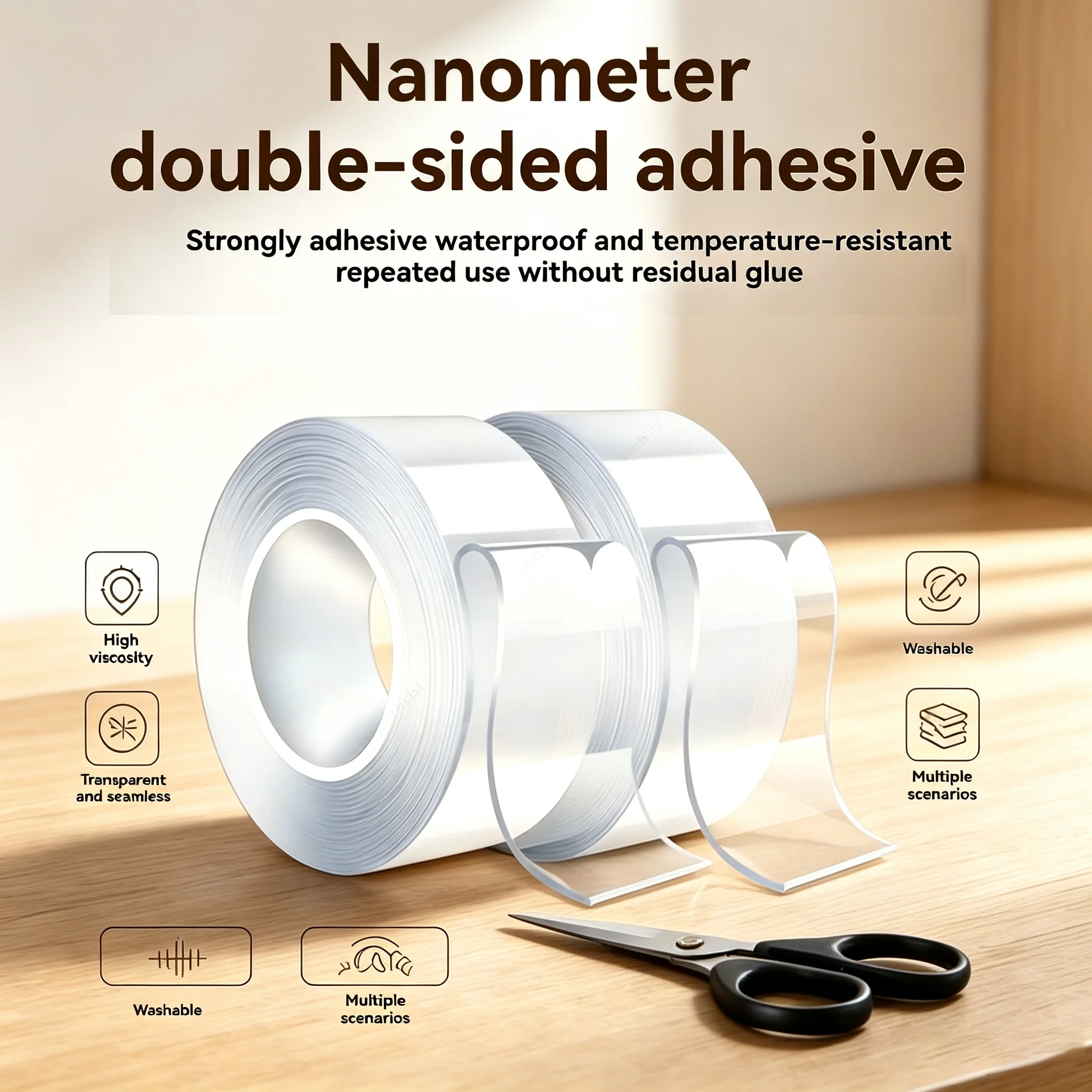 1 Pc Nano Tape Double Sided Tape Transparent Reusable Waterproof Adhesive Tapes Kitchen Home Party Balloon Decoration