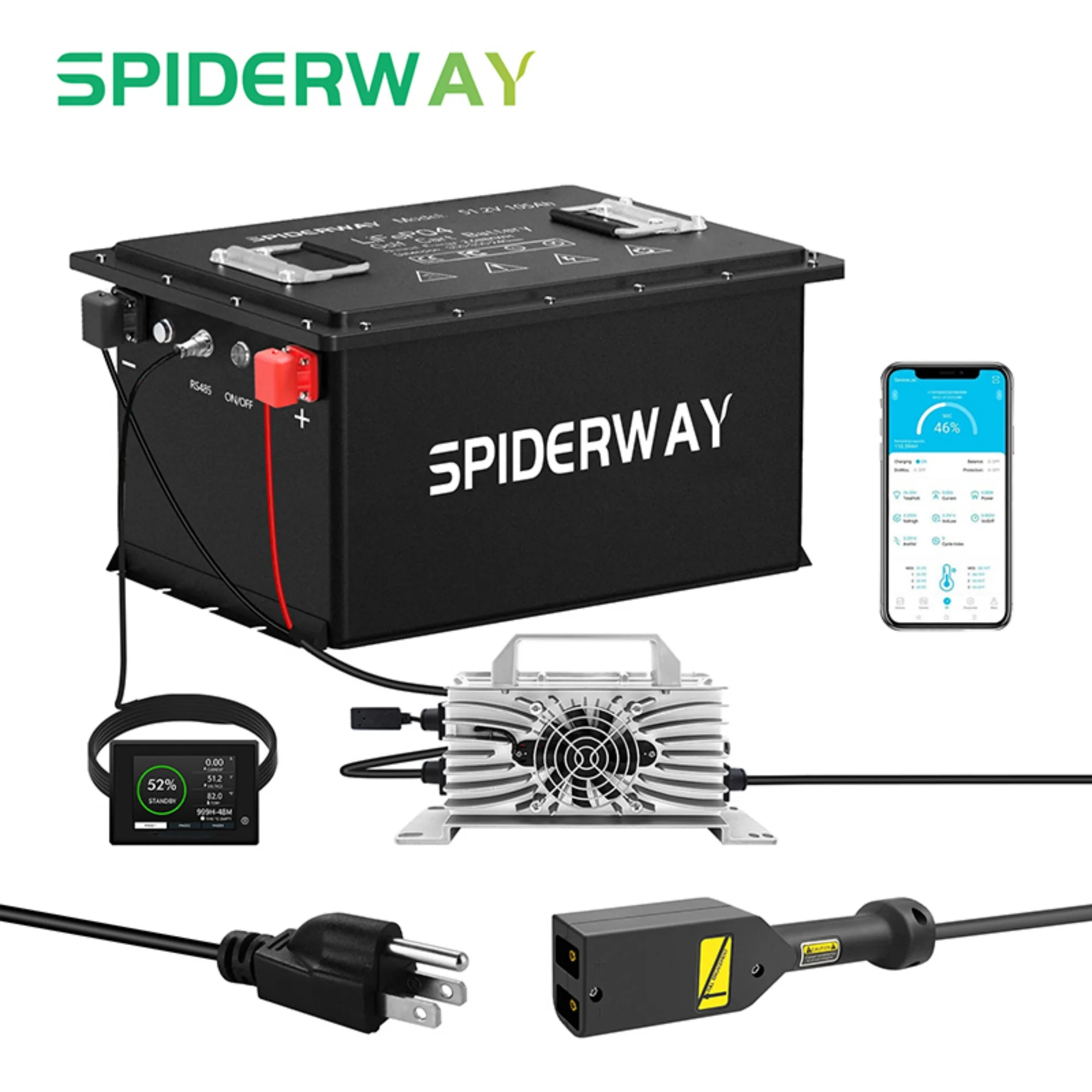 

48V 105Ah Golf Cart LiFePO4 Lithium Battery w/Fast Charger for EZGO TXT Support Bluetooth Mobile App UP to 50 Miles