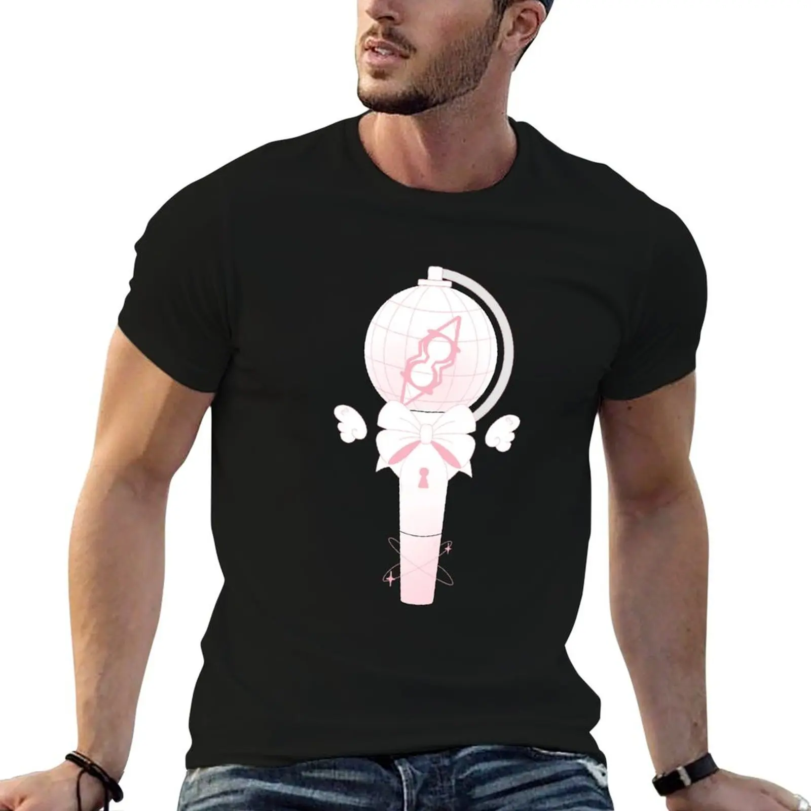 ateez lightstick kpop pink kawaii T-Shirt custom shirt street wear mens clothing