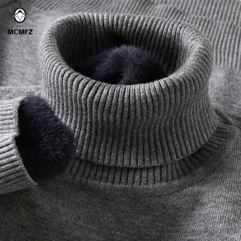 Men's Slim Fit Long Sleeve Turtleneck Sweater Anti-Pilling High Quality Knitted Solid Color Pullover Trendy Men's Fashion Top