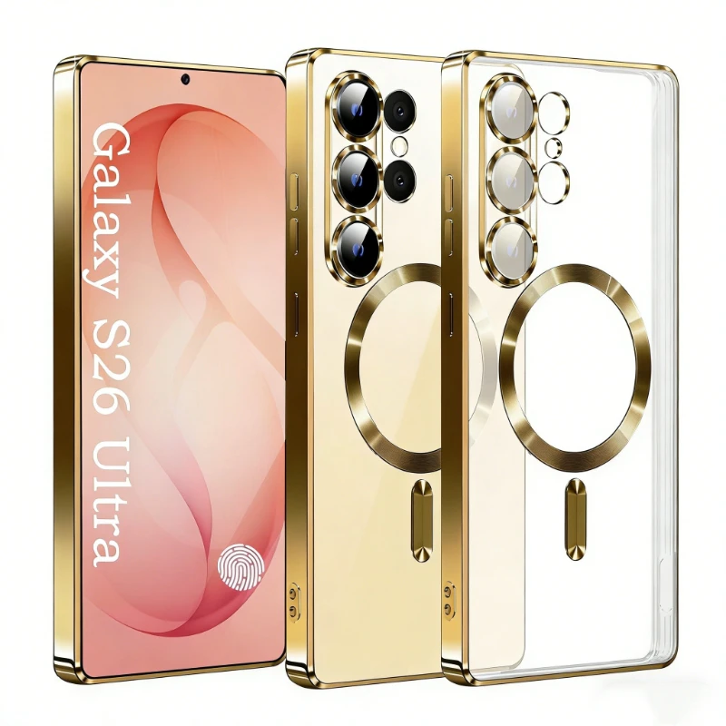 Luxury Transparent Plating Magnetic Wireless Charge Case for Samsung Galaxy S26 S25 S24 S23 S22 S21 Ultra Plus FE Note 20 Cover - view 2