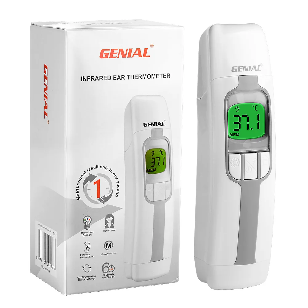 Ear Thermometer,1 Second Accurate Digital Thermometer for Adults Kids Babies,3 Age Groups 3 Color Backlight Display Fever Alarm