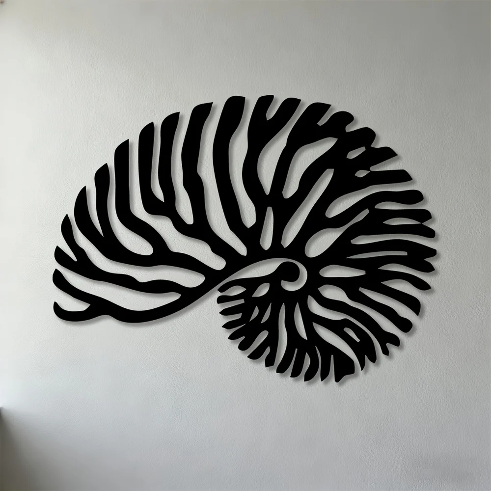 1pc 2D Flat Nautilus Shell Metal Wall Art, Art Deco Iron Sculpture for Living Room Bedroom Office