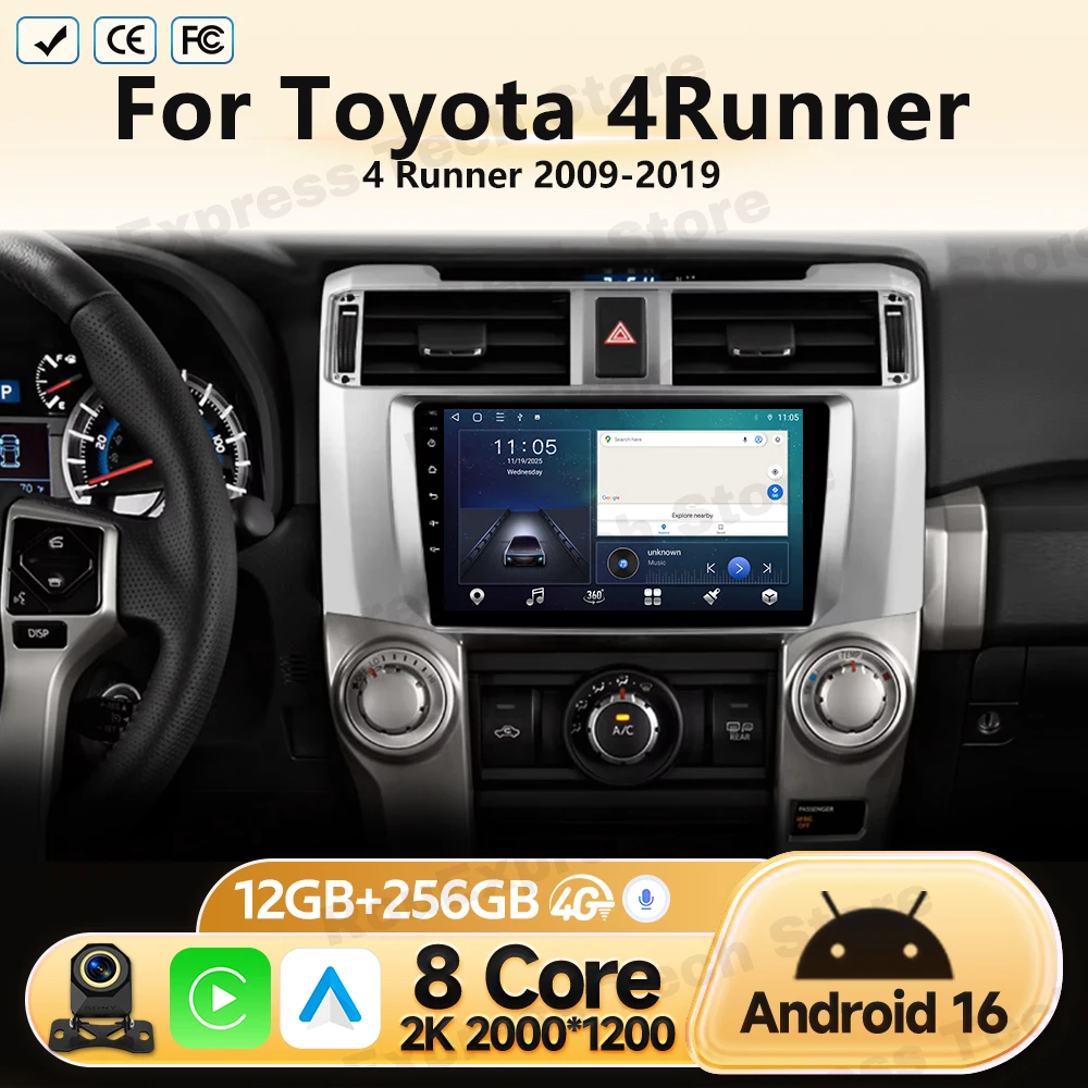 Carplay Head Unit For Toyota 4Runner 4 Runner 2009 2010 2011 2012-2019 Navigation GPS Multimedia Video Player Android Car Radio