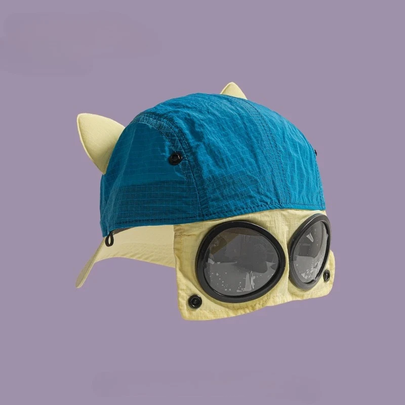 

Шляпа-пилот с солнцезащитными очками для женщин, быстросохнущая бейсболка соответствующего цвета, защита от солнца, летняя кепка с милыми кошачьими ушками для родителей и детей