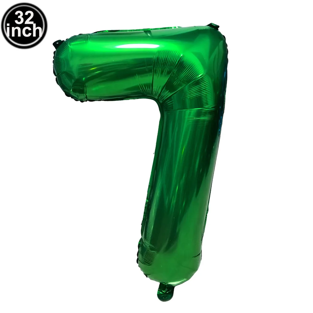 Balon numer 7 7 cyfr Balony siedem niebieskich figurek Zielona kula 7. urodziny Duża duża czerwona róża Złoty czarny Kolorowy 32 cale — zdjęcie 7