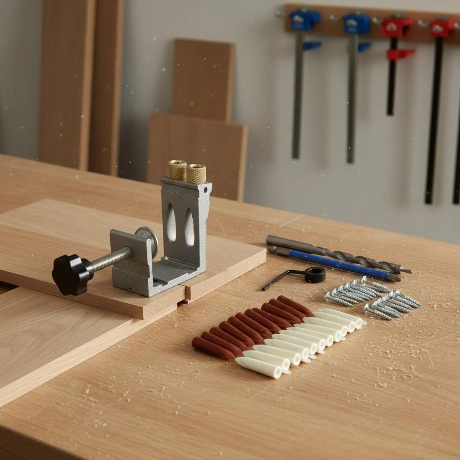 

Набор для сверления угловых отверстий из 47 предметов: портативный шаблон для сверления карманов, направляющая для сверления под углом 15 градусов, регулируемый зажим, система для крепления винтов