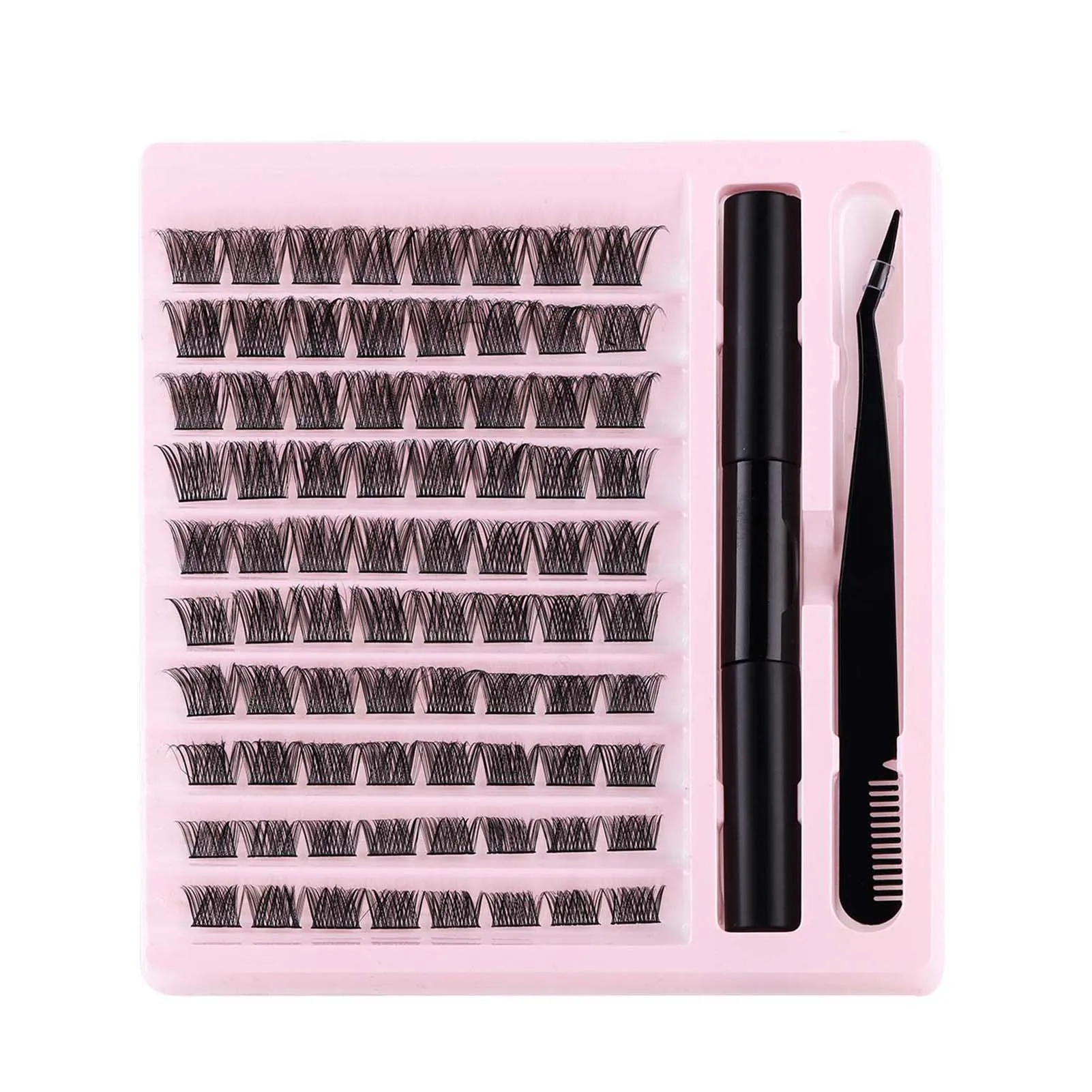 Schoonheid Valse Wimpers Set Bond En Seal Lijm Kit 10-16Mm 80 Clusters Natuurlijke Lange Wimpers Diy Lash Extensions Make-Up Accessoires