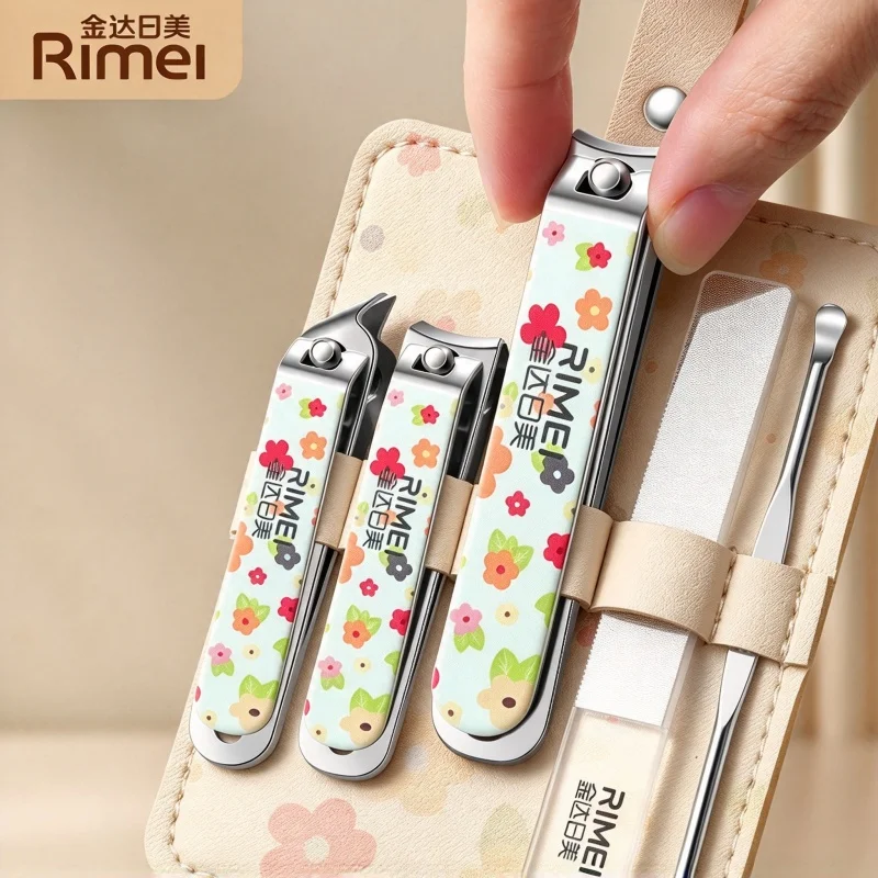 Portable Nail Clipper Kit, Stainless Steel Nail Cutter Nail File Ear Pick, PU Leather Storage Case Travel Nail Grooming Tools