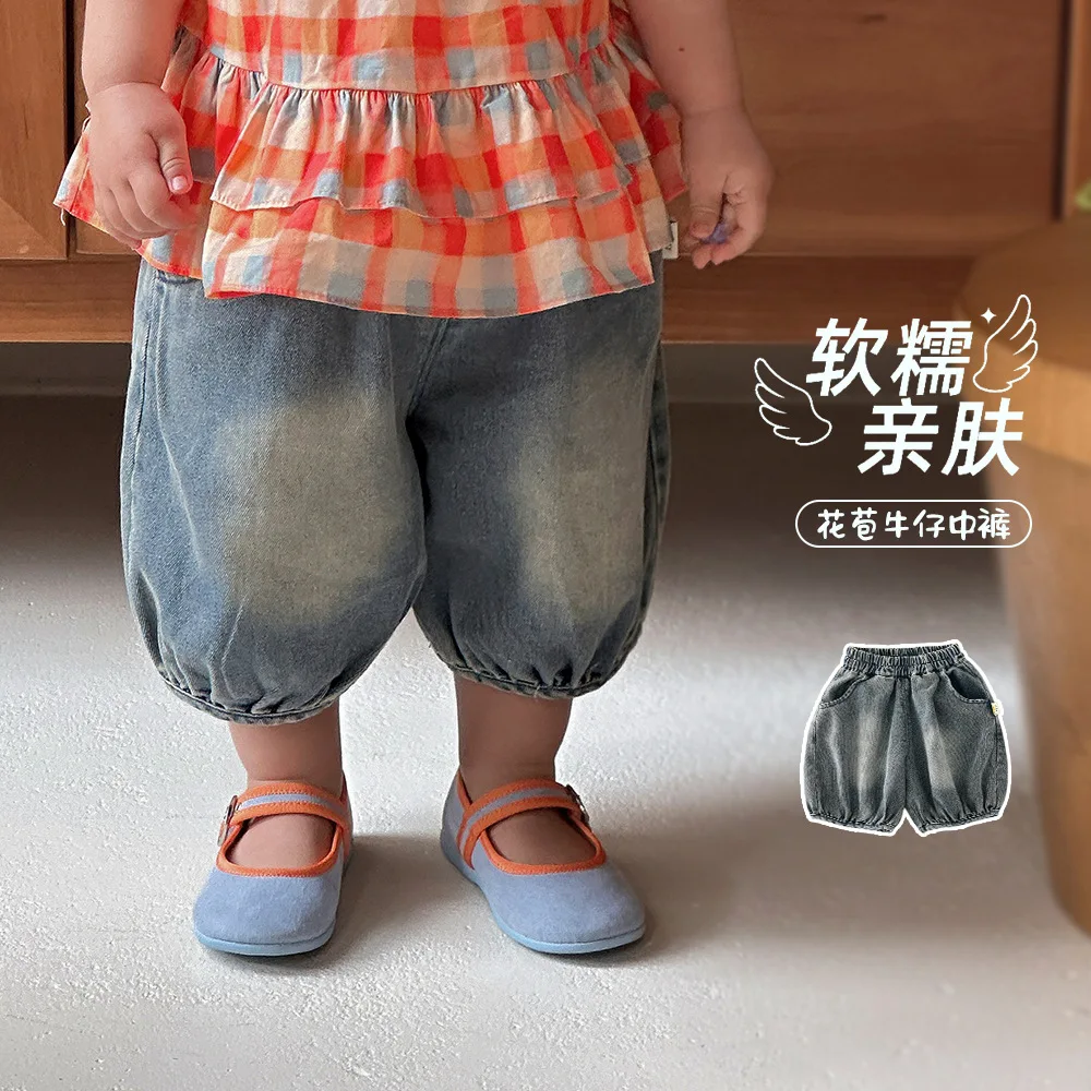 

2026 New Kids Korean Lantern Denim Shorts Loose Casual Cute Jean Shorts Breathable Soft Toddler Boys Girls Summer Wear 0-5Y