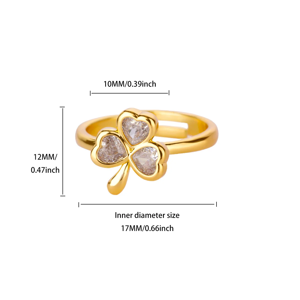 الفاخرة الزركون البرسيم الفولاذ المقاوم للصدأ خواتم للنساء الذهب اللون قابل للتعديل سحر البنصر لا تتلاشى مجوهرات هدية عيد ميلاد #6