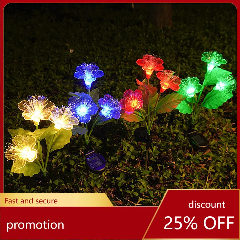 

Солнечная оптоволоконная лампа в форме цветка бегонии - уличный декор для газона с функцией ночного освещения