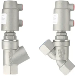 Vertical / Horizontal DN10 DN15 Pneumatic Y Shape Filling Machine Angle Seat Valve 304 Stainless Steel